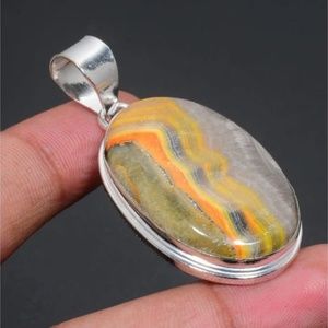 Genuine Bumblebee Jasper 925 Sterling Pendant